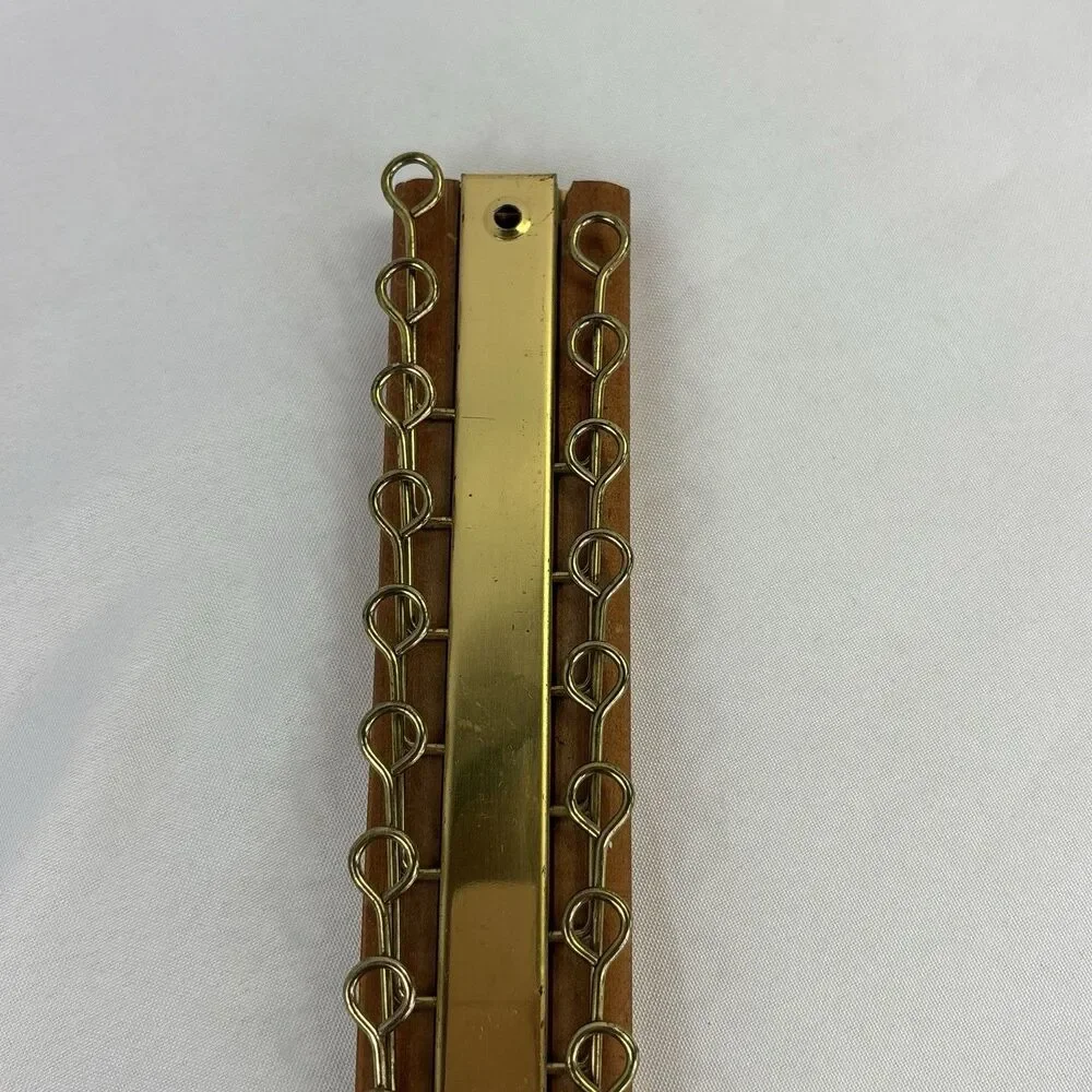 Vintage Wood Metal Wall Mount 36 Hook Tie Rack Belt Scarf Organizer